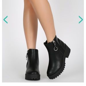 Chunky leather platform booties size 10